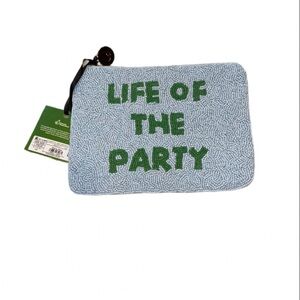 Kate Spade Life of the Party Beaded Zip Pouch Clutch Blue Green NWT